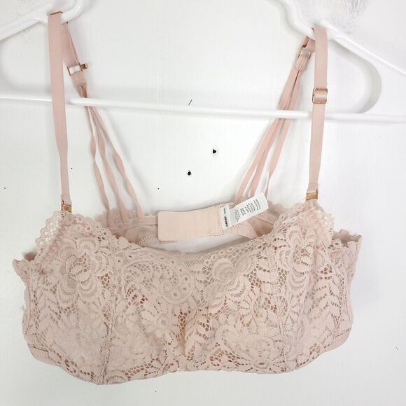 Aerie Bra Womens 34B Balconette Floral Lace Underwire Nude Beige Unpadded Sexy - Picture 1 of 8
